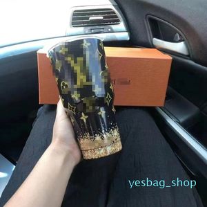 Designer insulated stainless steel double drinking cup classicprinted portable waterbalck carhome milk tea coffee insulated cup with gift box