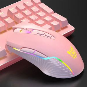 Möss ny produkt onikuma cw905 söt rosa trådlös spelmus rgb markör ergonomisk söt anteckningsbok skrivbord hemmakontor mus