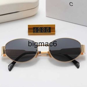 Sunglasses Womens Triomphe Oval Frame Sunglasses 4235 man Metal Mirror Legs Green Lens designer Sunglasses Retro Small Round Frame Sexy Little Women