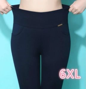 CAPRIS 가을 겨울 높이 허리 여성 사무실 작업 연필 바지 플러스 크기 숙녀 형식 바지 여성 5XL 6XL