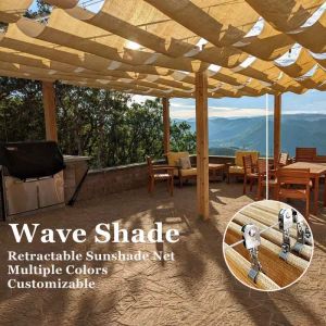 Kits HDPE Telescopic Sunshade Net med installationstillbehör Gazebo Awöker balkong trädgårdsskugga