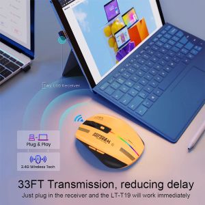 Ratos SENLIFANG 6 Botões TypeC Carregando DPI Wireless Mute Mouse 2.4G RGB Óptico com receptor USB para PC desktop computador portátil