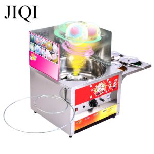 Processori JIQI Commerciale Fancy Gas Cotton Candy Maker Acciaio inossidabile Fai da te Snack Dolce Candy Zucchero Filo interdentale Fiore Fancy Marshmallow Machine