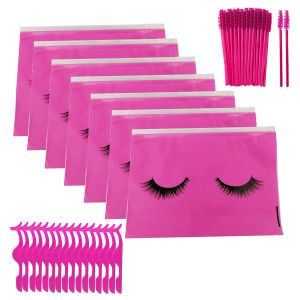 Eyelashes 50PCS Eyelash Aftercare Bags Zipper Waterproof Lashes Bag Toiletry Makeup With Brush Tweezer Beauty Supplies Gift Packaging