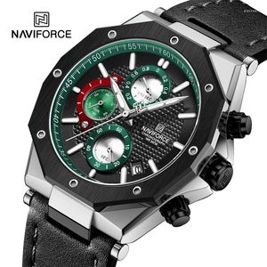 Armbandsur Naviforce Men's Quartz Kalender titta på militär läder sport manlig armbandsur kronograf lysande män tittar relogio masculino