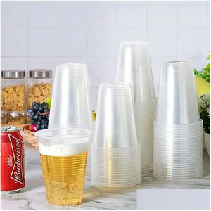 Wine Glasses 200Pcs Disposable Clear Plastic Cup Tasting Cups Wedding Christmas 240Ml Outdoor Picnic Birthday Kitchen Party Tableware Dhsb7