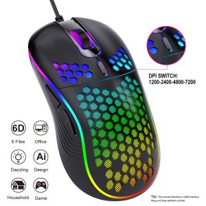 Mice Wired Gaming Mouse RGB Backlight USB Computer Mouse Adjustable DPI 6 Buttons Ergonomic Mice For Windows 7/8/10/XP Vista Linux