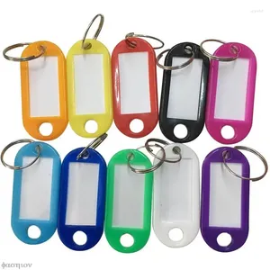 Keychains 10 Pcs Plastic Custom Split Ring ID Key Tags Labels Chains Baggage Luggage Rings With Numbered Name