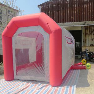 wholesale 5x3x3mH Mini Oxford fabric spray booth inflatable painting tent Red Silver motorcycle repair working station portable room with mat for outdoor or indoor