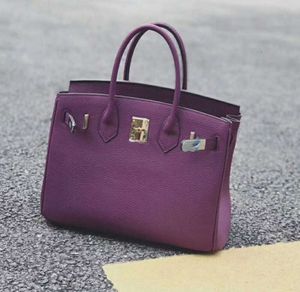 Bolsas de grife de luxo moda totes outono e inverno nova camada superior bolsa de couro de vaca mar anêmona roxo couro bolsa feminina versátil super macio couro um de alta qualidade