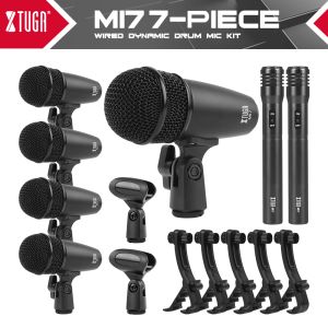 Microphones Xtuga Mi7p 7 -stycken Wired Dynamic Drum Mic Kit (Whole Metal) Kick Bass Tom/Snare Cymbals Microphone Set Används för trummor