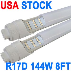 R17D/HO 8FT LED Bulb - Rotate 4 Rows, 6500K Daylight 144W, 14500LM, 250W Equivalent F96T12/DW/HO, Milky Cover, T8/T10/T12 Replacement, Dual-End Powered Hospitals crestech