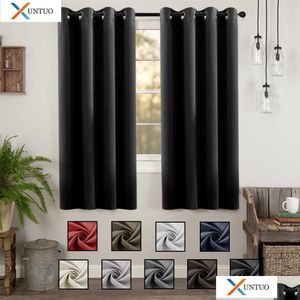Curtain Modern Blackout Short In The Living Roomroom Window Treatments Kitchen Decor Solid Color Thick Blinds Drapes Custom Drop Deliv Dhgva