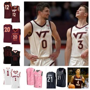 Virginia Tech Hokies 31 Robbie Beran 11 John Camden 4 Mekhi Long 34 Mylyjael Poteat 15 Maglia da basket Lynn Kidd 5 Patrick Wessler 0 Hunter Cattoor 2 MJ Collins personalizzato