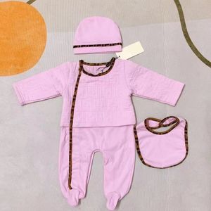 Designer bebê onesie, bib burp conjunto de roupas do bebê calças de luxo macacão de algodão meninos e meninas macacão colcha do bebê 5 pçs o8