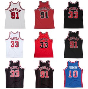 Maglie da basket Scottie Pippen # 33 Dennis Rodman # 91 1997-98 Maglia retrò Hardwoods Classics