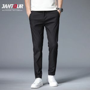 Pants Men's Spring Summer Pants Men Casual Pant Mens Breathable Invisible Pocket Trousers Male Skinny Formal Black Work Pants Size 38