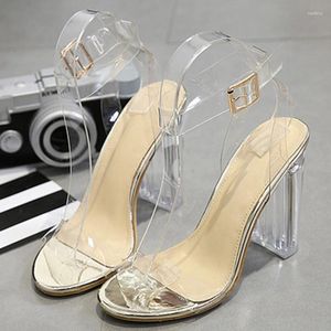 Sandálias mais recentes clássicos transparentes cristal grosso sapatos de salto alto feminino tornozelo fivela marca senhora