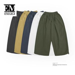 Calça primavera no verão unissex calça de perna larga homens homens japão streetwear moda moda solta casual calça de carga vintage start