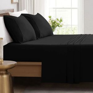 Conjunto de 3/4 peças de lençol de cama, conjunto de roupa de cama de cor sólida, com fronhas, capa de colchão de tamanho duplo queen king para quarto