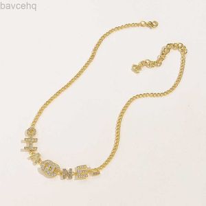 Necklaces 2023 Pendant Luxury Designer Stainless Classic Simple Geometric Letter Crystal Rhinestone Necklace Chain Wedding Jewelry Accessories 240302