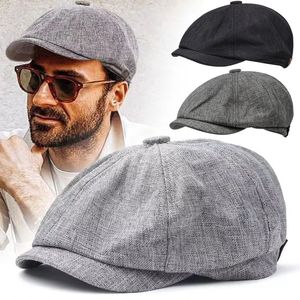 Fashion Mens Casual Sboy Hat Spring and Autumn Retro Basker Wild Hats Unisex Octagonal Cap 240229