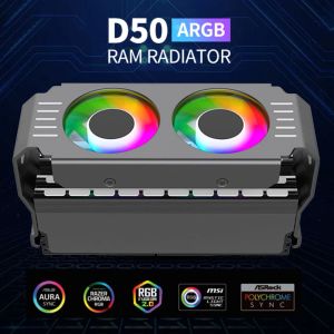 Chłodzenie Dostosowana RAM Argb Cooler 5v 3Pin Moduł pamięci komputerowej Karta DDR4 DDR5 chłodnicy z podwójnymi wentylatorami PC Case Akcesoria DIY