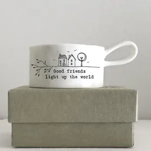 Portacandele Elegante portacandele Good Friends Tazza decorativa resistente al calore con manico Desktop