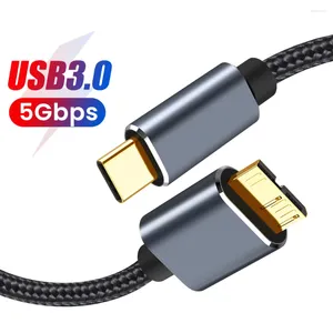 Till Micro B -kabel USB 3.0 Typ 5GBPS Data Connector Adapter för hårddisk smartphone PC -laddare Kamerakord