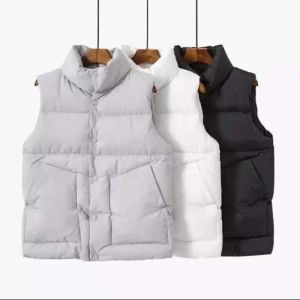 Waistcoats 2023 Fashion Autumn New Stand Collar Elegant Down Coats Warm Outerwear Casual Belt Sleeveless Winter Women White Vests Jackets