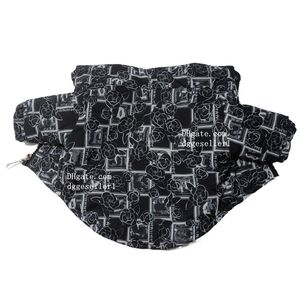 Abbigliamento per cani di marca Abbigliamento per cani di lusso Modello classico di fiori Cappotto invernale per cani per cani di piccola taglia Giacca per cani addensata Giacca a vento Cappotto per animali domestici per la stagione fredda Nero L A851