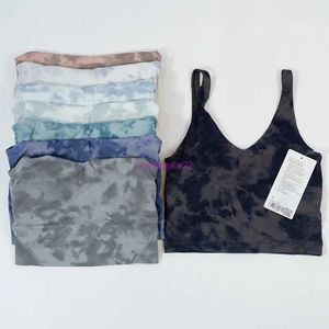 Fashion Fitness Vest Tops Yoga Designer Lu-Lu Camisoles Tanks Tie färgade tryckta Yogatankar U-formad skönhet tillbaka BH med bröstkudden för GB5O