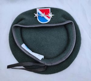 Beralar Tüm Boyutlar ABD Ordusu 11. Özel Kuvvetler Grubu Yün Siyahımsı Yeşil Beret Memur 3 Yıldız Teğmen Genel Rütbe Askeri Şapka
