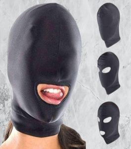 Ny ankomst 123 hål män kvinnor vuxna spandex balaclava öppen mun ansikte ögonhuvud mask dräkt slav spel roll play3314774