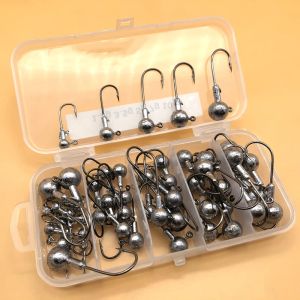 Fishhooks 50pcs/Set Metal Head Jig Fishing Hooks 1.510g Mixed High Carbon Steel Barbed Fishhook for Soft Worm Lure Carp Fish Jigging Hook