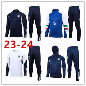 2023 2024 Itália Tracksuit Survetement Half Zip Treinamento Terno Futebol 23 24 Itália Homem e Crianças Fatos de Futebol Conjunto Jaqueta Chandal Futbol Italiana Sportswear