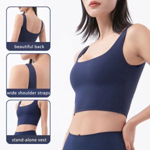 BRAS NYA SS LJUS Support Skin Friendly Fake Twopiece stötsäker sport Vest Kvinna Djup u vacker rygg yoga väst behå