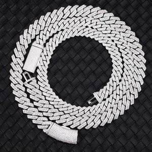 Anhänger-Halsketten: Kubanische Halskette mit Diamanttest, 8–14 mm breit, GRA-Moissanit-Diamant, 18 Karat Gold, Sterlingsilber, kubanische Gliederkette für Herren, Hip-Hop-Halskette 240302