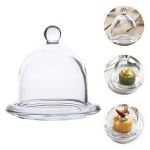 Dinnerware Sets Mini Cake Stand Dome Cover Glass Cupcake Round Cloche Bell Jar Display Pan Globe Candle Cup Dessert Appetizer Fruit