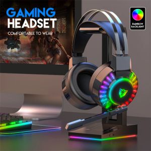 Hörlurar/headset G105 RGB LED 3,5 mm Wired Gaming Headset Surround Soundeo Noise Refering Gaming hörlurar med mikrofon för PC -bärbar dator