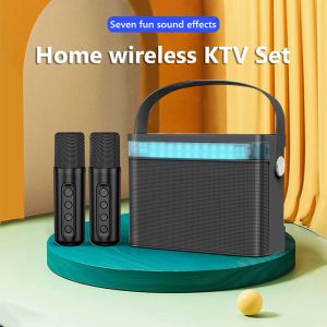 Högtalare Mini Karaoke Machine för vuxna och barn Subwoofer Portable Bluetooth PA Speaker System med 2 trådlösa mikrofoner Musikspelare