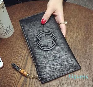 2024 Genuine cow leather zipper tassel women designer wallets super thin lady fashion casual zero purses female popular phone clutchs