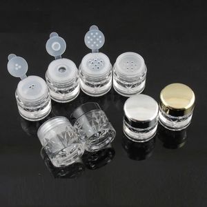 3G lösa pulverburkar med sifternät tomt DIY nagel glitter container förpackningsfodral svart cap diamantform 240229