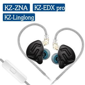 Earphones KZ ZNA In Ear Earphones 12MM Dualmagnetic&Cavity Dynamic Headphones HiFi Bass Monitor Earbuds 3.5mm Plug Sport Headset Earbuds
