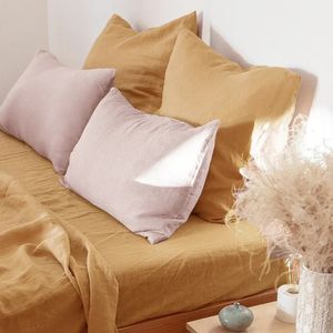 2 pçs cor sólida 100% linho puro lance travesseiro caso euro sham para cama tamanho personalizado envelope capa de almofada decoração fronha 240223