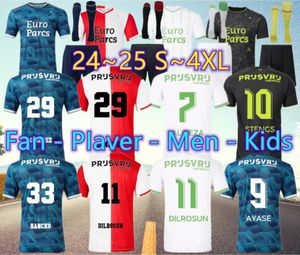 2023/2024 FeyENoORDS Camisas de futebol Voetbal Kids Kit Camisa de futebol Treinamento Home Away Fan Player Versão Goleiro Maillot TIMBER DANILO DILROSUN HANCKO