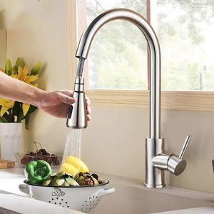 Kitchen Faucets Brushed Nickel Faucet Flexible Pull Out Nozzle Sink Mixer Tap Stream Sprayer Head Deck Black Cold Water Taps