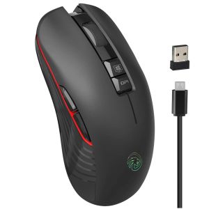 Ratos FMouse M601 Ergonomia 2.4G Mouse sem fio recarregável Gaming Mouse 1600DPI 7 botões Mute Mouse para Macbook Laptop PC Game Mouse