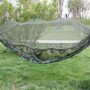 Camp Furniture Camping Outdoor Canvas Hammock With Mosquito Net Anti-rollover Anti-mosquito Parachute Cloth