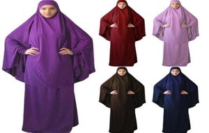 Ubrania etniczne Jilbab Abaya Kobiety Khimar Hijab 2 -częściowy zestaw modlitewny sukienka z kapturem Top Spódnica Caftan Muzułmańska islamska szata Femme Musul8770431